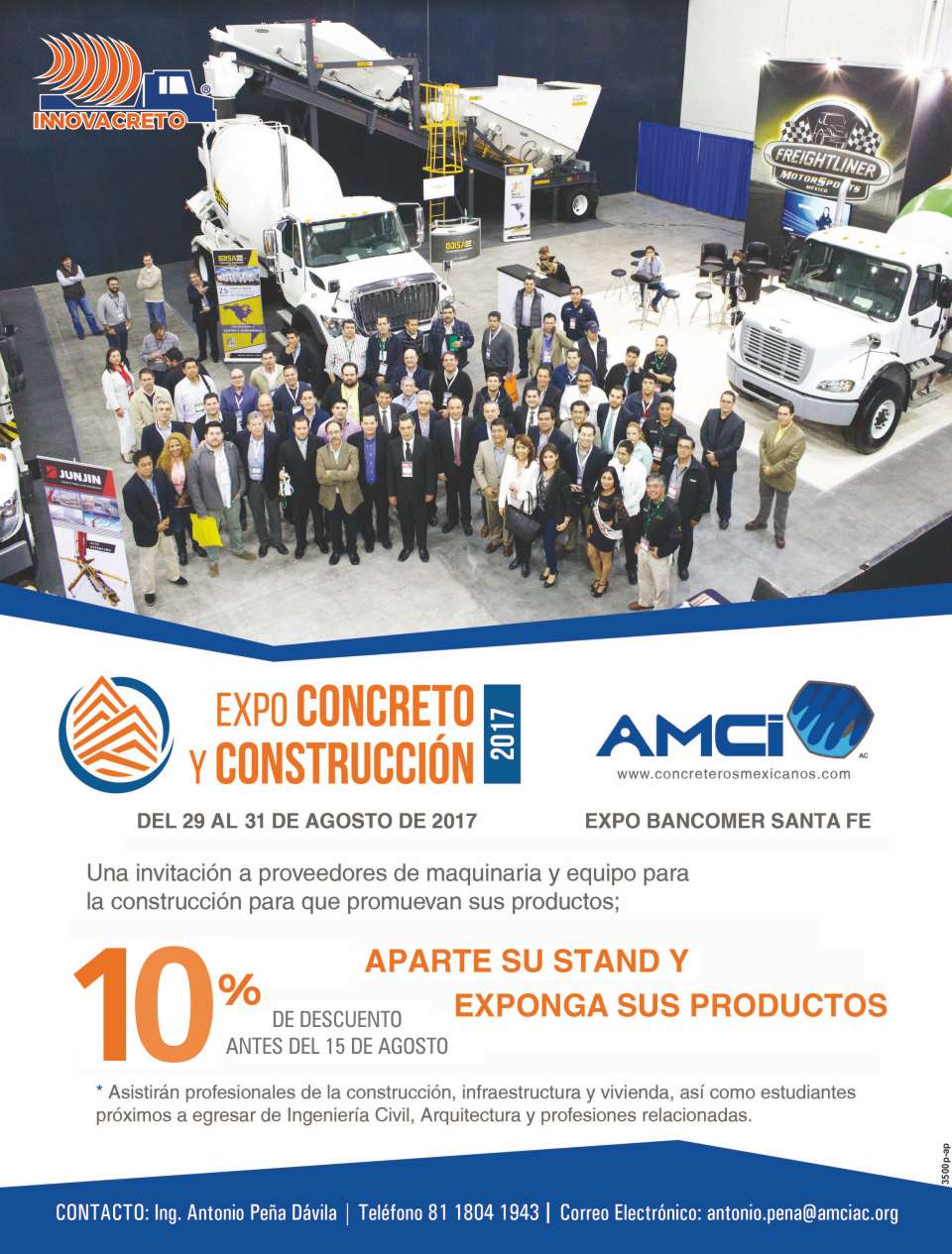 EXPO CONCRETO AMCI en expo Bancomer Santa Fe del 29 al 31 de Agosto 2017 CONGRESO AMCI EXPO CONCRETO ciudad de mexico