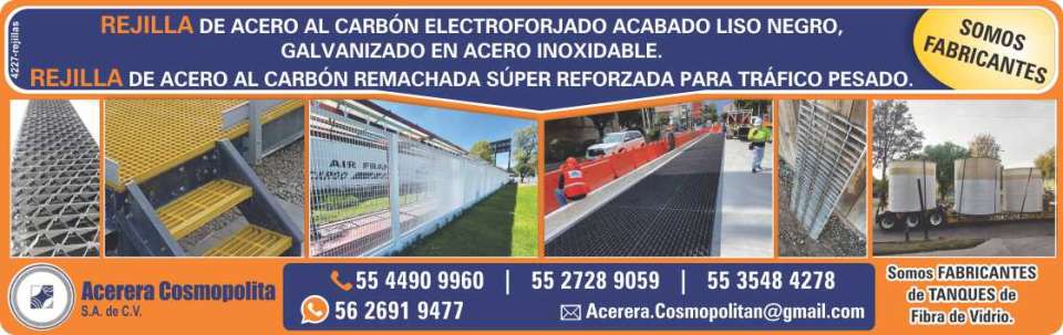 REJILLA de Acero al Carbon Electroforjado acabado liso negro, galvanizado en acero inoxidable. REJILLA Remachada super reforzada para trafico pesado.Tanques de Fibra de Vidrio. SOMOS FABRICANTES