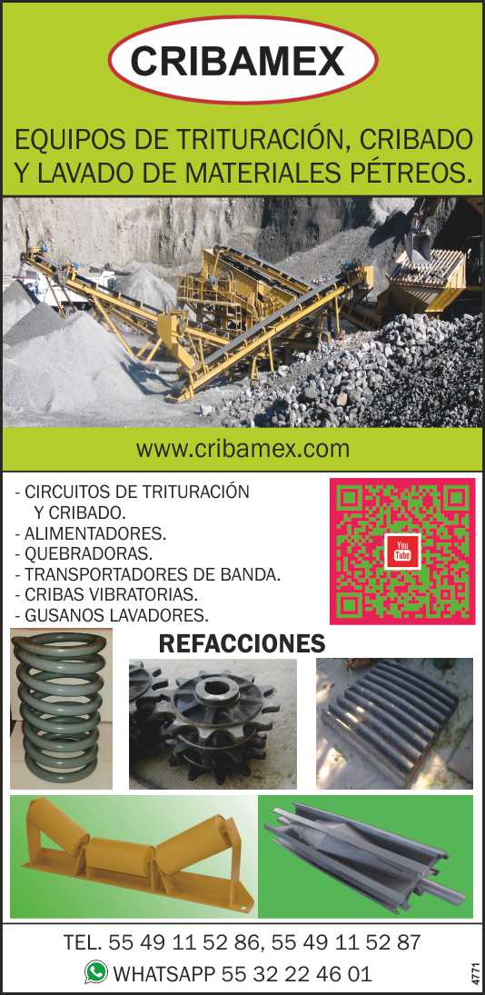 Cribamex, circuito de trituracion y cribado, alimentadores, quebradoras, transportadores de banda, cribas vibratorias, gusanos lavadores y mas.