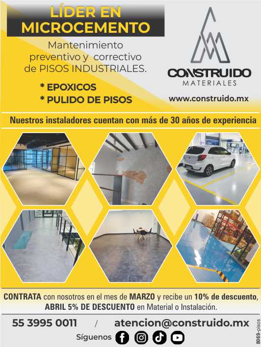 Lider en Microcemento. Mantenimiento preventivo y correctivo de Pisos Industriales. Nuestros instaladores cuentan con mas de 30 años de experiencia.