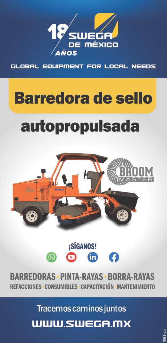 Barredora de Sello Autopropulsada Broom Master. Refacciones, Consumibles, Capacitacion, Mantenimiento. Pinta-Rayas, Borra-Rayas.