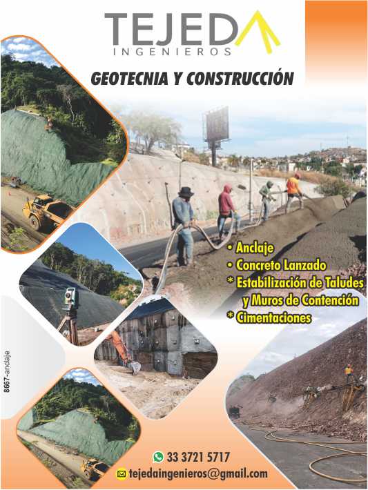 Anclaje, concreto lanzado, estabilizacion de taludes y muros de contencion, cimentaciones